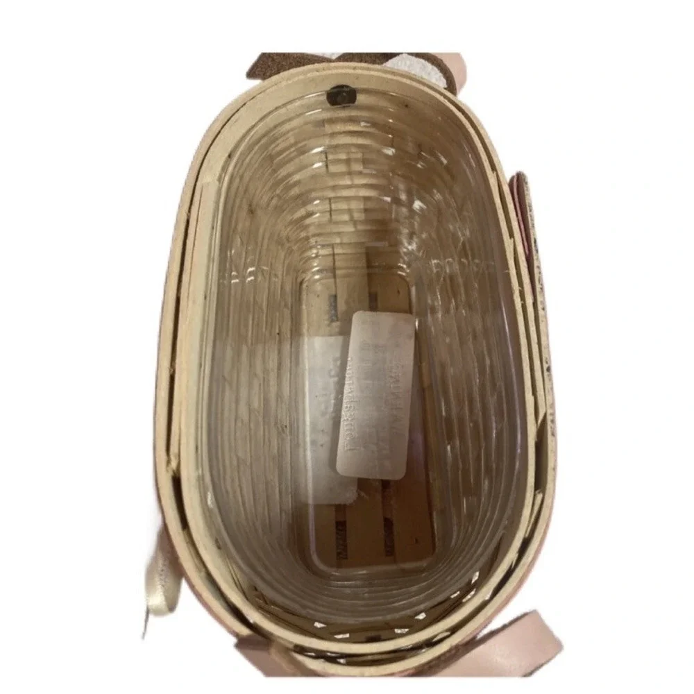 Longaberger 2005 Horizon Of Hope Awareness WHITE WASH Basket Lid Liners & Tie On